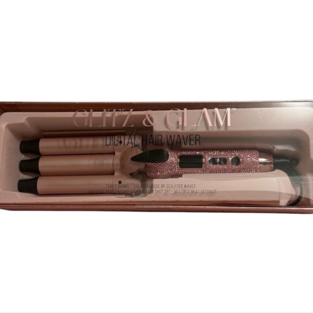 💕▪️Glitz and glam▪️ digital pink glitter Rhinestone hair waver new in box